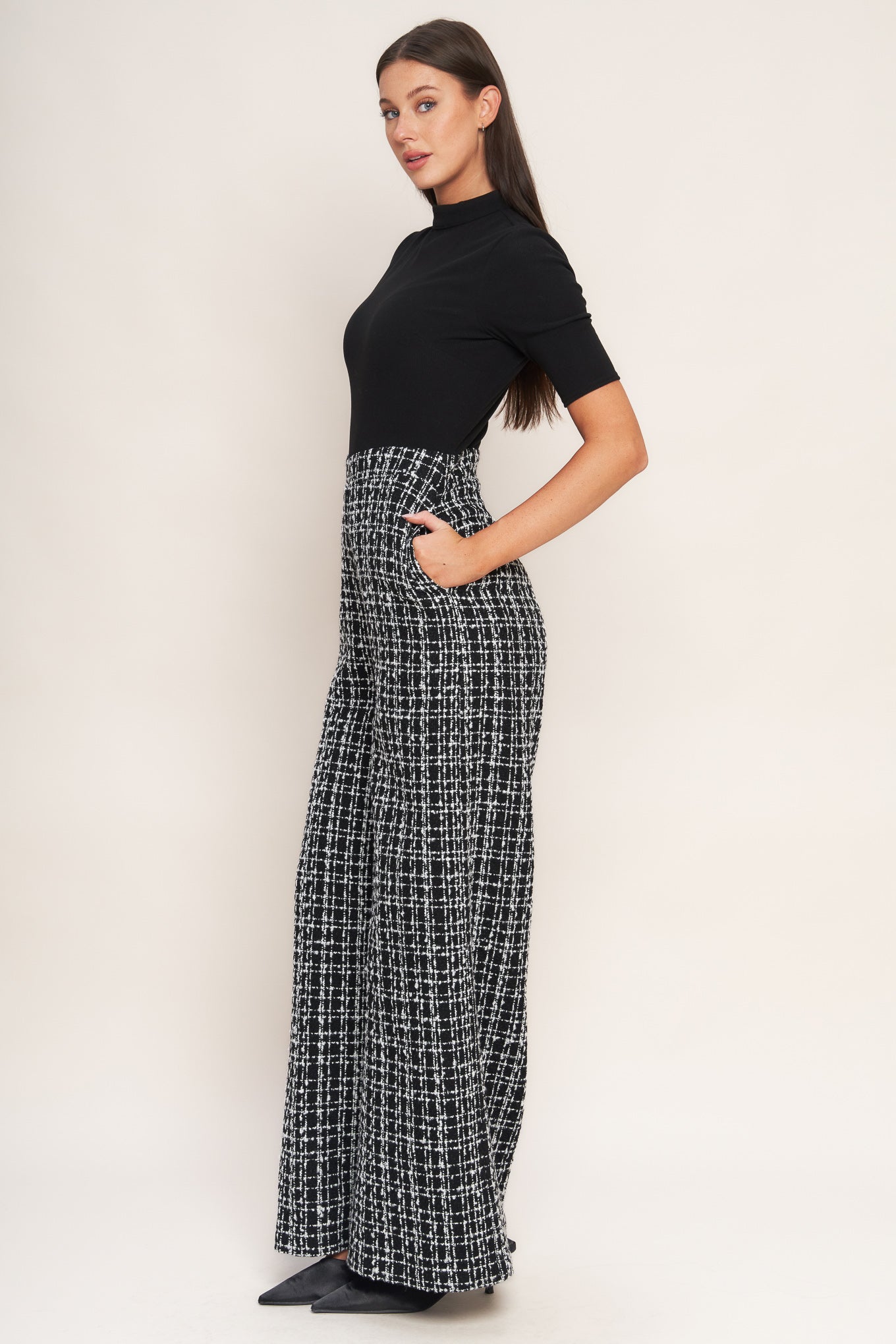 ÉCHEC PARISIEN KNIT TOP AND TWEED PANT JUMPSUIT Flying Tomato